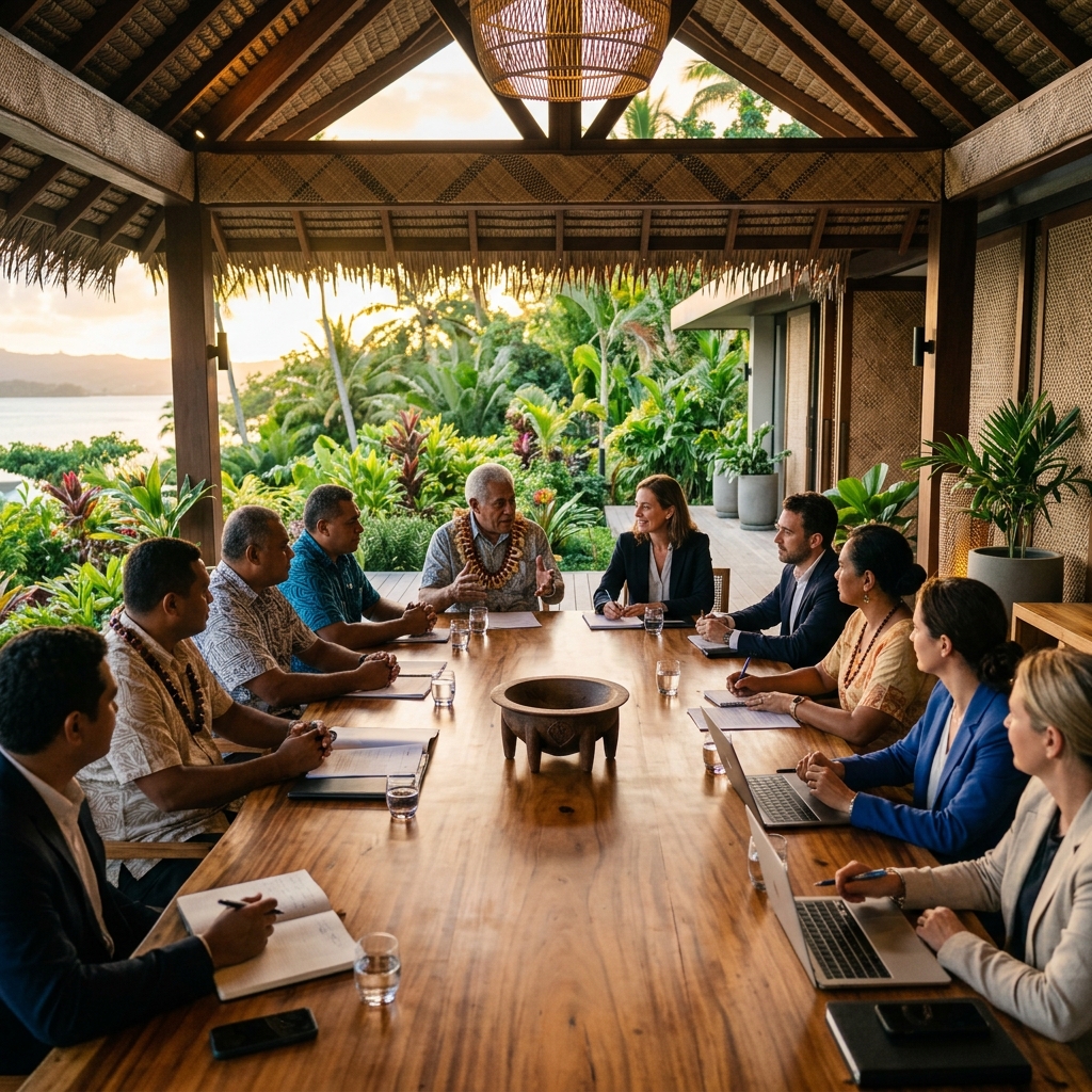 Réunion collaborative entre leaders du Pacifique